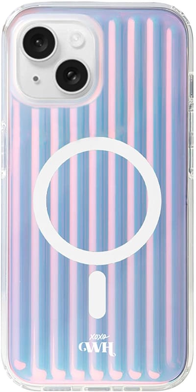 xoxo Wildhearts telefoonhoesje geschikt voor iPhone 14 MagSafe - Gradient Regenboog hoesje met kleurverloop - Metallic afwerking - Magnetisch telefoonhoesje - Rainbow