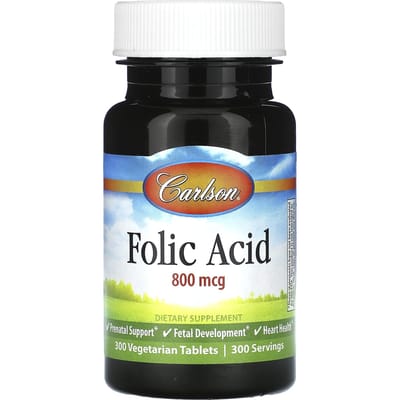 Foliumzuur, 800Mcg, Plantaardige Tabletten, 300 Tabletten