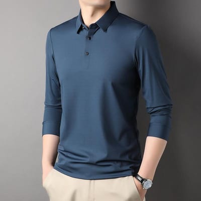 Lange mouwen T-shirt voor Heren Herfst Nieuwe Mode Casual Jong en Middelbare Leeftijd POLO Shirt Heren Zakelijk T-shirt XXXL gray