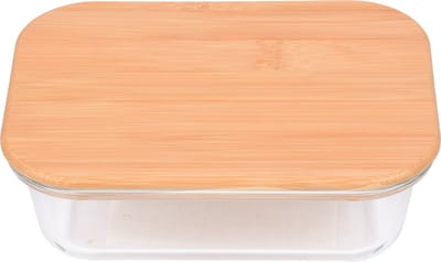 Glazen Vershoudbakje met Bamboo Deksel Borosilicaat | Perfect voor Volwassenen - 640 ml |Gebruik als Saladebox en Broodtrommel