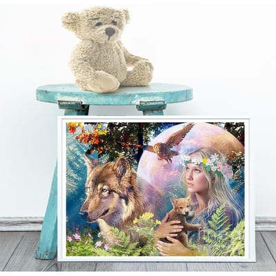 Diamond Painting Sale DIY Diamant Mozaïek Wolf Kristal Borduursel Foto van Steentjes 20X30CM beige