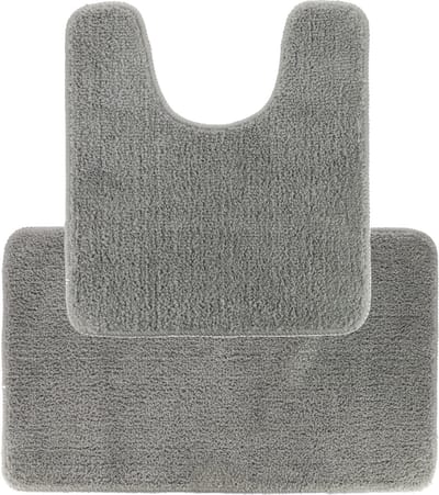 Tendance Badkamer Matten set Aquarius - lichtgrijs - toilet en bad mat - hoogpolig - microfiber