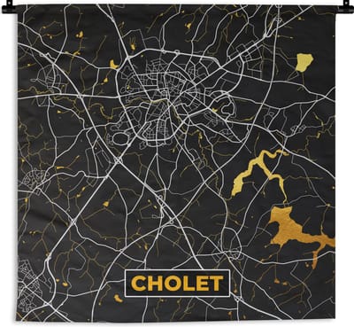 Wandkleed - Wanddoek - Plattegrond – Cholet – Stadskaart – Kaart – Frankrijk - 180x180 cm - Wandtapijt