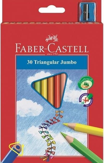 Faber-Castell - Kleurpotloden - Jumbo - driekantig - etui à 30 stuks - met puntenslijper - FC-116530
