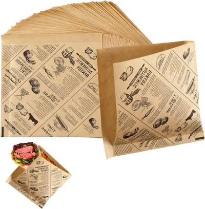 Papieren Burgerzakken 100 stuks - Driehoekige Snackverpakkingen 18x18cm, Vetbestendig en Voedselveilig voor Frietjes, Snacks en Afhaalmaaltijden, Duurzaam en Herbruikbaar