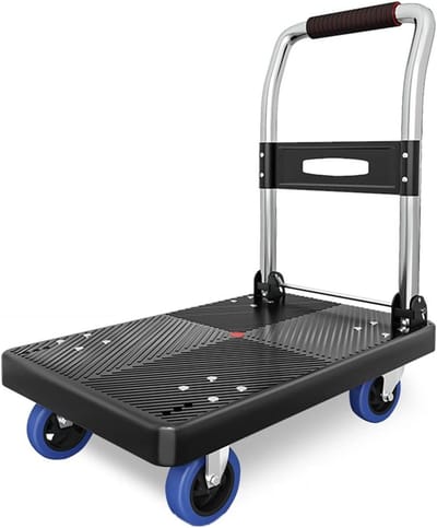 Plateauwagen Inklapbaar - Transportwagen Steekwagen - Materiaal Verplaatsen - 360 Graden Zwenkwielen - 4 inch wielen - Zwart