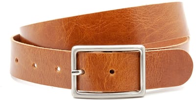 Dames riem cognac met zilveren gesp - 4 cm breed - Leer - Jeans riem - Casual - Maat 85