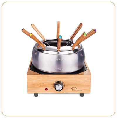 Little Balance 8320 - elektrische fonduepan - 8 pers - 2 liter - 800 Watt - PFAS vrij - inductie opwarmen - hout/inox
