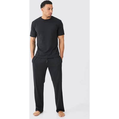 T-Shirt & Trouser Lounge Set | Black | Size Small