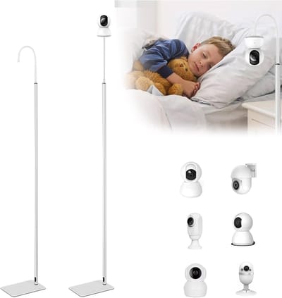 Babyfoon standaard - Camera houder - Babykamer bewaken - In hoogte verstelbaar - 170 cm hoog - Wit