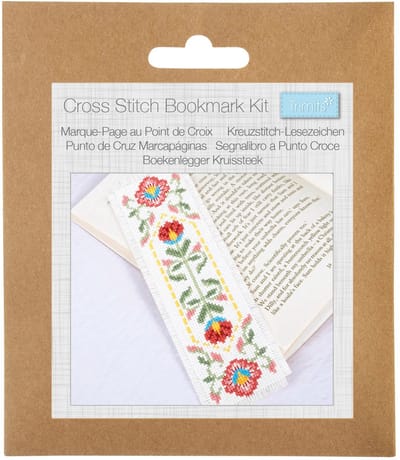 Borduurpakket Kruissteekpakket Telpatroon Boekenlegger: Bloemen