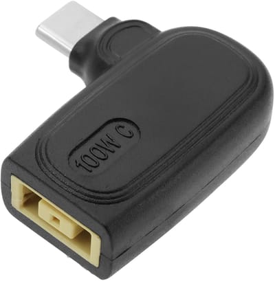 Zeynomax - USB C naar Slim Tip Adapter - 100W PD Opladen - Zwart - Type C Connector - Geschikt voor Lenovo - Slanke tip vrouwelijke ingang