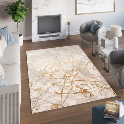 Tapiso Golden Vloerkleed Tapijt Beige Woonkamer Maat- 120x170