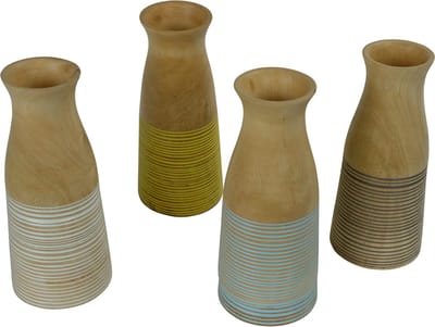Fine Asianliving Japandi Vaas Mangohout Handgemaakt Geel D7xH23cm