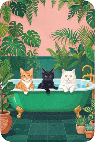 Badmat 60x90 cm - Antislip - Badkamer - Kattenparade - Kleurrijk - Badmatten voor badkamer - Badkamermat - Douchemat - Badkamer mat