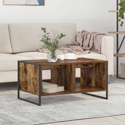 vidaXL - Salontafel - Rook - Eik - 80 - x - 50 - x - 40 - cm - Bewerkt - hout