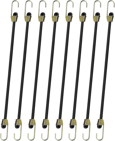 Set van 8 Tension Rubber met Haken, 25 cm Elastische Spanbanden voor Vervoer, Camping en Tentdoeken