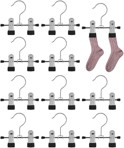 Dailygoods- Klemhaken 10 stuks - Multifunctionele Kledinghangers - Antislip - Broekbeugel - Roestvrij Staal - Draaibaar Ontwerp