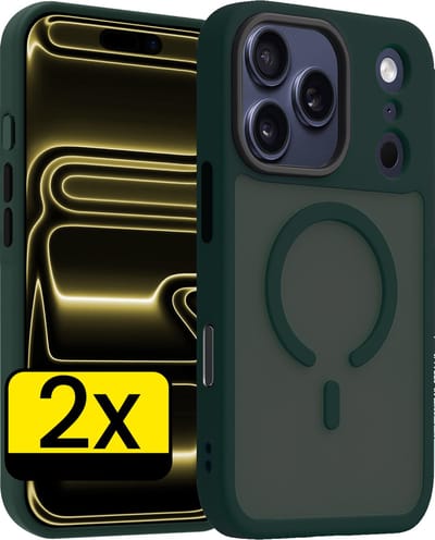 Hoesje - 2 Stuks - Geschikt voor Apple iPhone 17 Pro - Magsafe Compatible - Sterk & Shockproof - Back Cover - Shock Proof Case - Telefoon Hoes - Telefoonhoesjes - Donkergroen