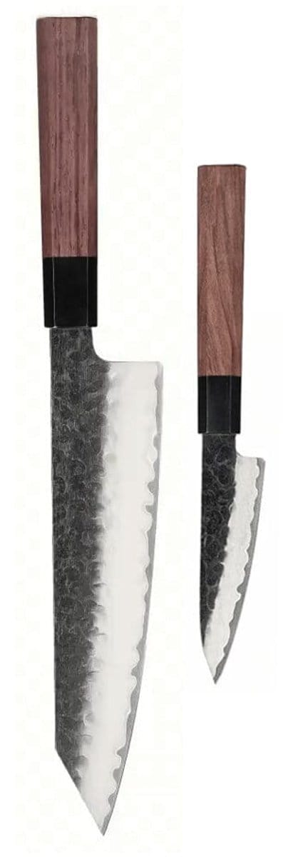 Shinrai Knives - Kurayami 2-delige Damascus Messenset - Kiritsuke + Schilmes