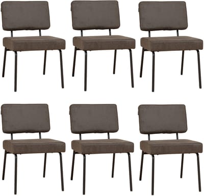 Bronx71® Industriële eetkamerstoel Espen antraciet eco-leer - Eetkamerstoelen set van 6 - stoel
