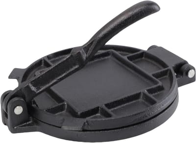 Tortilla Pers - Quesadilla Maker - Platte Broden Maken - Gietijzeren Constructie - 19 cm Diameter - Zwart