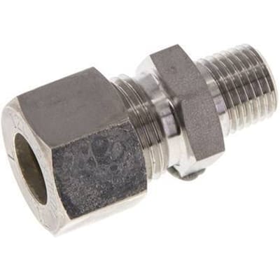 12L & R1/4'' RVS Rechte Knelfitting Buitendraad 315bar ISO 8434-1