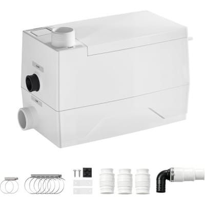 VEVOR pompstation 350 W 7200 L/u afvalwaterpompstation met 8 m opvoerhoogte, wit, afvalwaterpomp met 3 inlaten voor afvalwaterafvoer in kelder, keuken, gootsteen, douche, bad en wasruimte