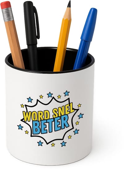 Hacebo® - Word snel beter Pennenbakje - Beterschap - iemand die ziek is of iets gebroken heeft - pennenhouder - ziek - koorts - snel beter worden - cadeau - beterschap cadeau - kado - gift - geschenk - Pennenbakje zwart
