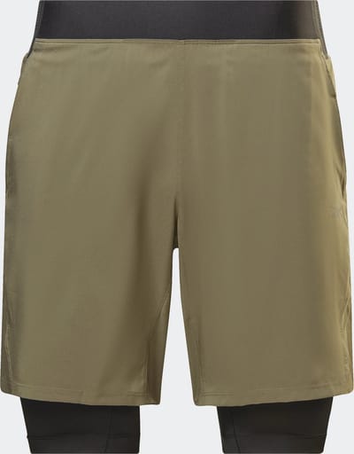 Reebok Trainingsshort model 2in1 Strength Heren - LegerGroen/Zwart - Maat XL