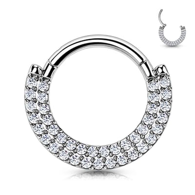 Piercing titanium double layer gemmed clicker 1.2x8 - zilver - LMPiercings