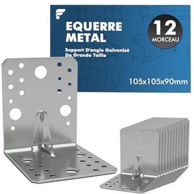 Hoekverbinder 12 stuks, 105 x 105 x 90 mm, 90 graden, galvanisch verzinkt, voor meubels en constructies