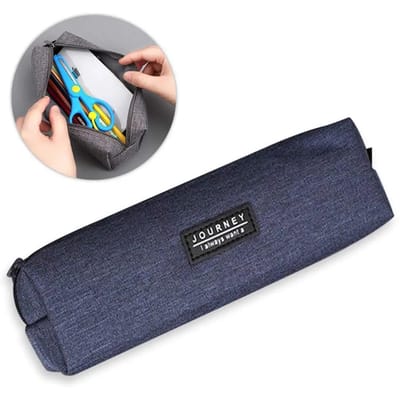 Kleine Pennenbakje Rits Make-upkwast Houder Canvas Pennenbakje Etui Doos Organizer Cadeau voor Schoolleerling Tiener Volwassenen Reizen black
