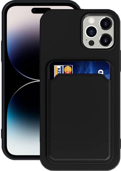 Hoesje Pasjes Houder geschikt voor iPhone 14 Pro - Portemonnee - Kaart houder - Zwart