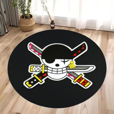 One Piece Anime Huis Rond Tapijt Woonkamer Stijlvolle Slaapkamer Vloermat Kinderkamer Tapijt voor Anime Liefhebbers Decor 80X80CM