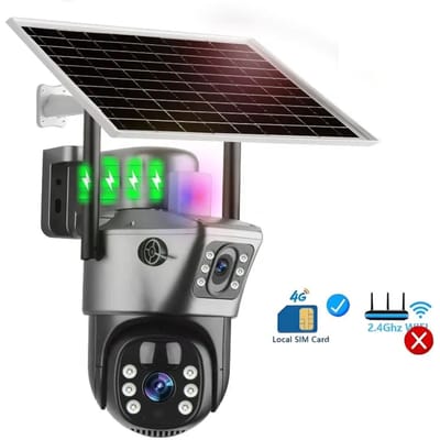 Buitencamera op zonne-energie 4G Wifi 4K 8MP 360 Draadloos Dubbel scherm Bewaking Nachtzicht Waterdicht CCTV Beveiligingsbescherming IP-camera's 4G Cam