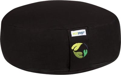 Meditatiekussen Ecoyogi Zwart Laag 11 cm x 30 cm (Hoogte x Diameter) – Wasbare Buitenhoes – Aanpasbare Boekweit Vulling - 100% Gecertificeerd Biologisch Katoen | GOTS Gecertificeerd - Duurzaam Yoga zit kussen – Yogakussen