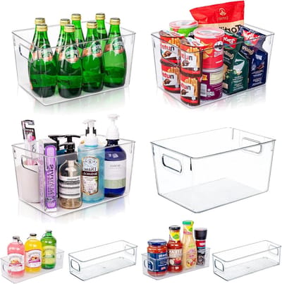 Doorzichtige Opbergbakken - Keukencontainers Voorraadkast - Keuken Organiseren - Duurzaam PETG Plastic - 8 stuks - Transparant