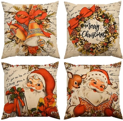 Dailygoods - Kerst Kussenhoezen Set van 4 – 45 x 45 cm, Winterse Feestelijke Decoratie (18 x 18 IN - Combinatie 2)