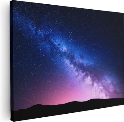 Artaza Canvas Schilderij Sterrenhemel - 40x30 cm - Klein - Muurdecoratie Melkweg - Wanddecoratie Landschap - Kamer Accessoires Universum