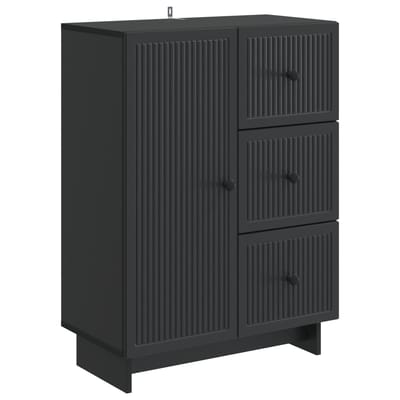 vidaXL - Dressoir - met - lade - Zwart - 66 - x - 34,5 - x - 90 - cm - Bewerkt - hout