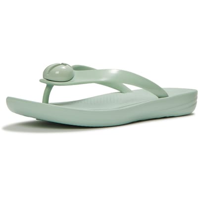 Fitflop iQushion Glanzend-Knop Polyurethaan Dames Mint Fluister Flip-Flops