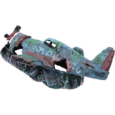 Kunstmatig Beschadigd Vliegtuig Aquarium Vis Tank Ornament Landschap Decoratie Decor gray