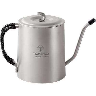 TOMSHOO Outdoor Camping Titanium Waterkoker 900 ml/Zwanenhals Koffiepot/ Handdruppelketel met Lange gray