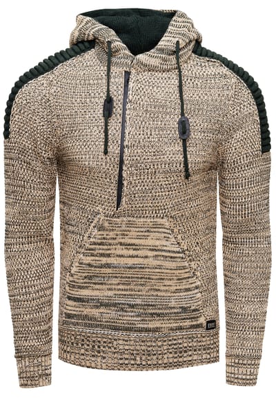 Chunky contrasterende hoodie met 1/2 rits