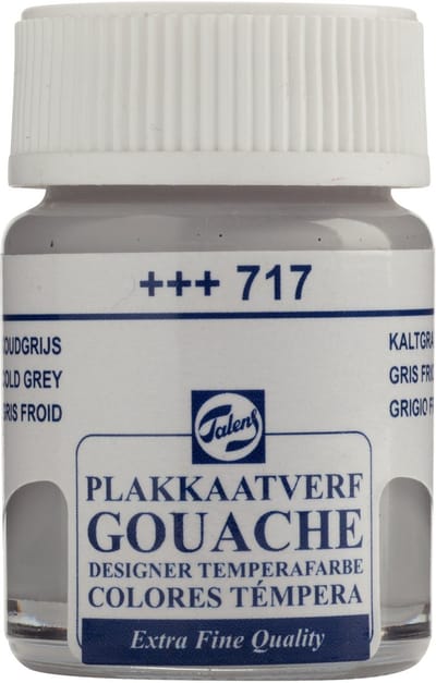 Talens Plakkaatverf Extra Fijn - Koudgrijs 717 - 16 ml Flacon - Sterk gepigmenteerde matte verf
