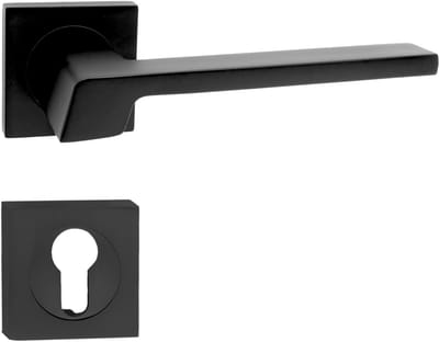 Domino® Deurkrukgarnituur CANTORO-QR - Zwart - PZ-Profielcilinderset met Rozette - Deurbeslag van aluminium - Deurklink voor kamerdeur, kantoordeur, kelderdeur en binnendeur