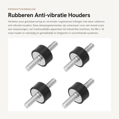 Anti-vibratie Houders M6 - 4 Stuks Dempingselementen - Geluidscontrole - Trillingsdemping - Geschikt voor Luchtcompressoren - Diesel- en Motoren. - Dempingselement