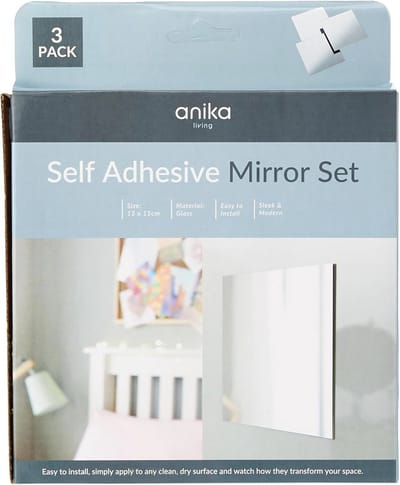 Set van 3 Zelfklevende Vierkante Spiegels 15 cm - Slank en Modern voor Ophangen in Huis