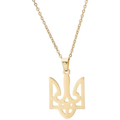 Heren- en Damesmode Trendy Oekraïens Nationaal Logo Hol Roestvrijstalen Hanger Ketting beige